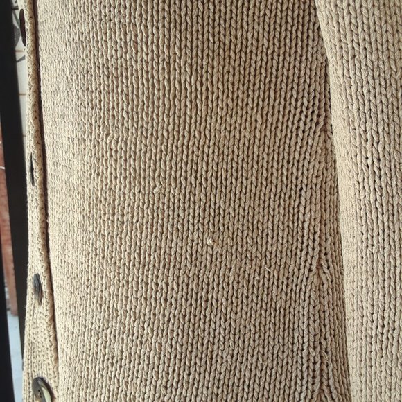 J. Jill 100% Silk Tan and Blue V Neck Knit Cardigan Sweater Size S - Picture 14 of 14